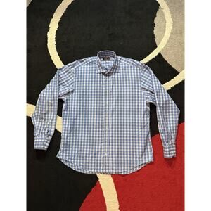 Etro Milano Men’s Dress Shirt Size 44 | Blue Checkered Long Sleeve Button-Down